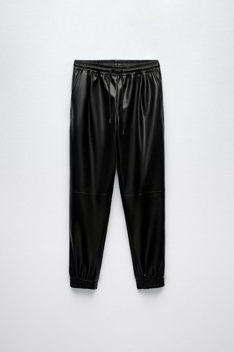 FAUX LEATHER JOGGING PANTS Black ZARA United States